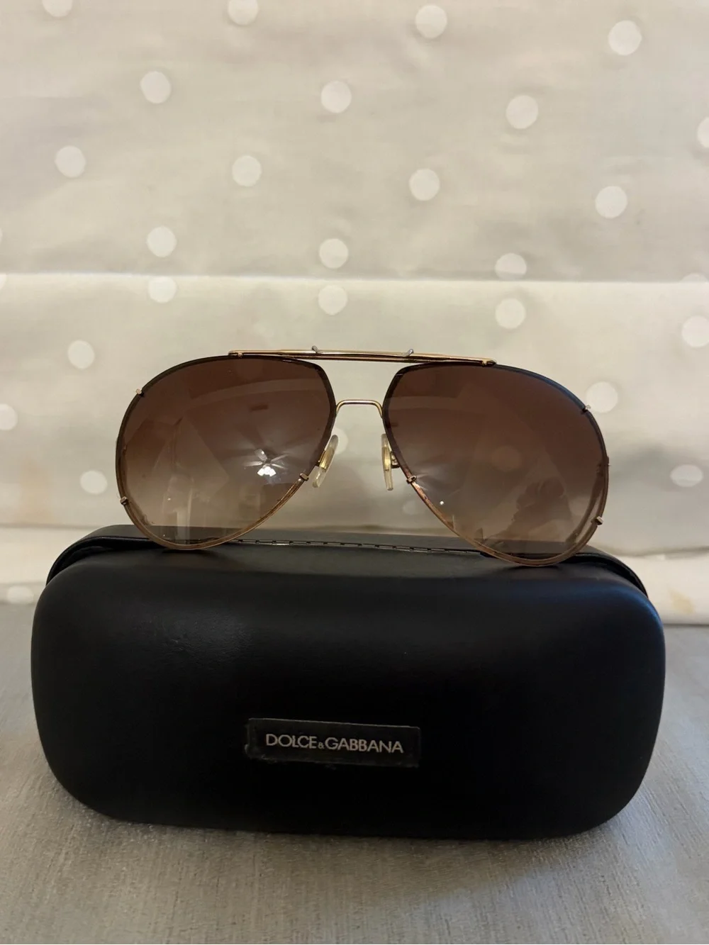 Dolce & Gabbana Gold Frame Brown Gradient Aviator Sunglasses